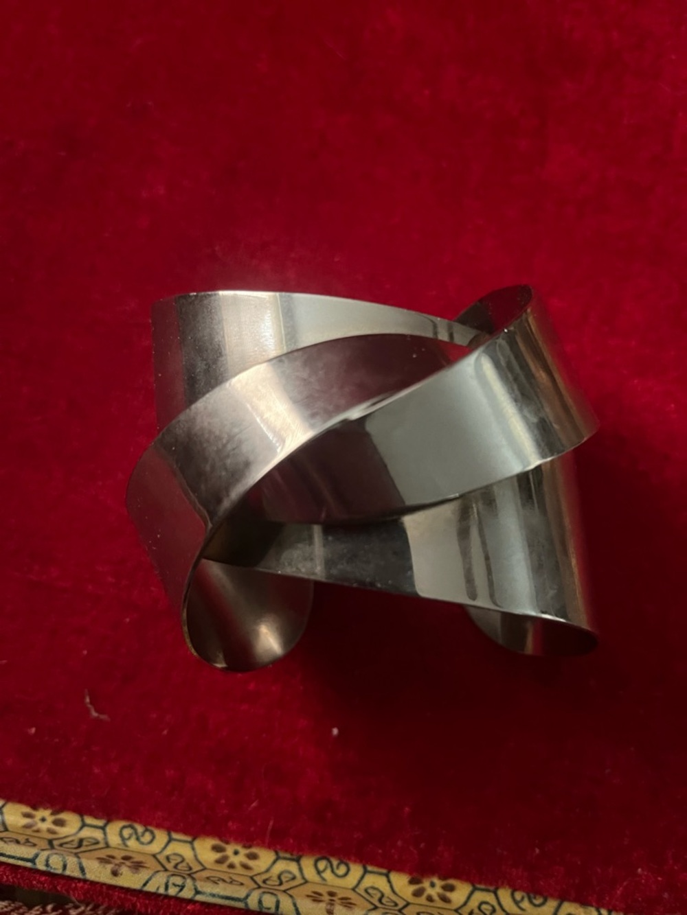 Modern Folded Silver Tone Statement Cuff Bracelet